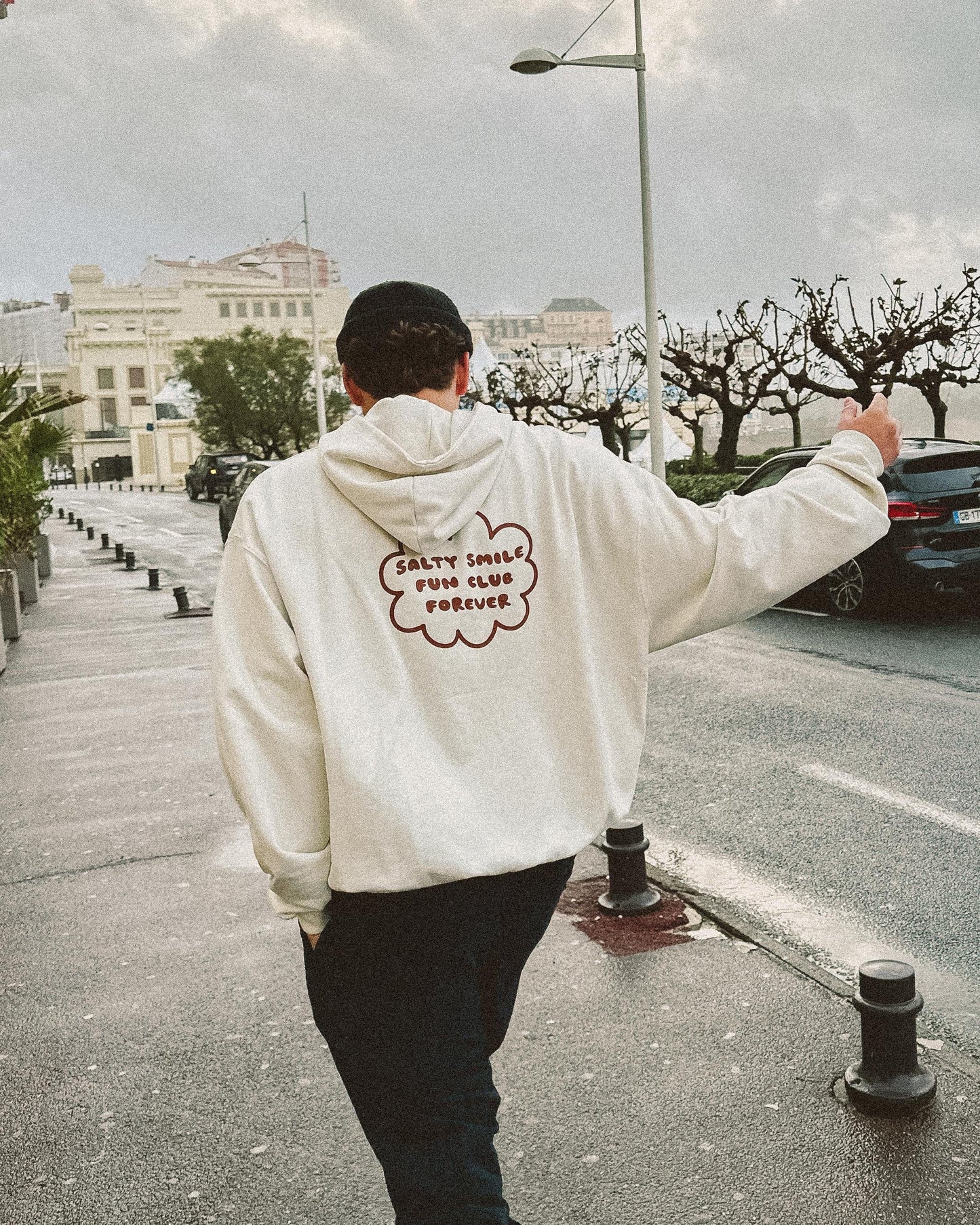 vetements surf salty smile Hoodie Fun Club Crème marque eco responsable coton bio