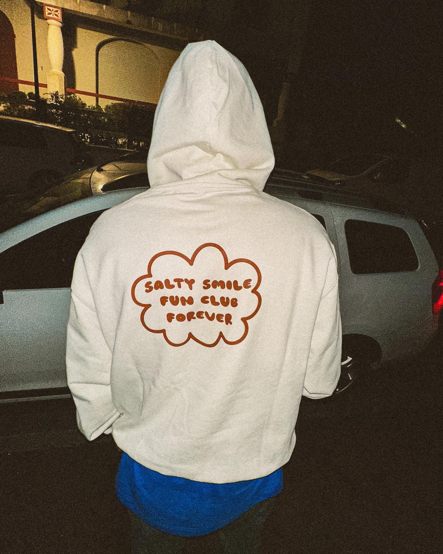 vetements surf salty smile Hoodie Fun Club Crème marque eco responsable coton bio