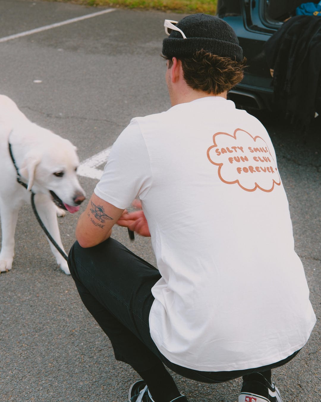 vetements surf salty smile T Shirt Fun Club Écru marque eco responsable coton bio