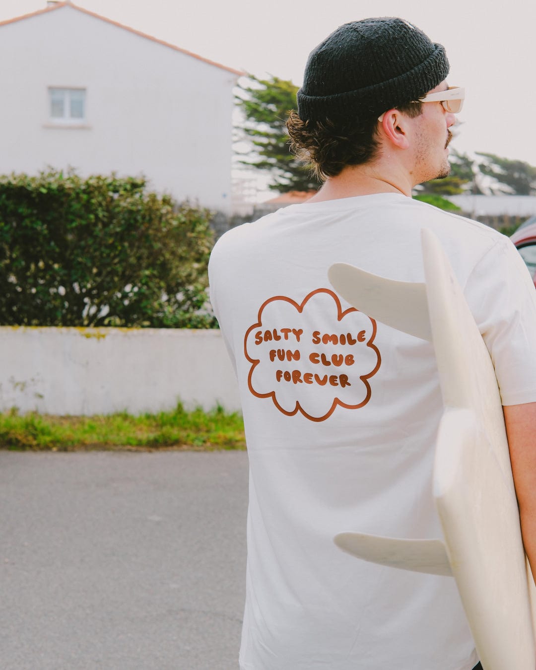 vetements surf salty smile T Shirt Fun Club Écru marque eco responsable coton bio