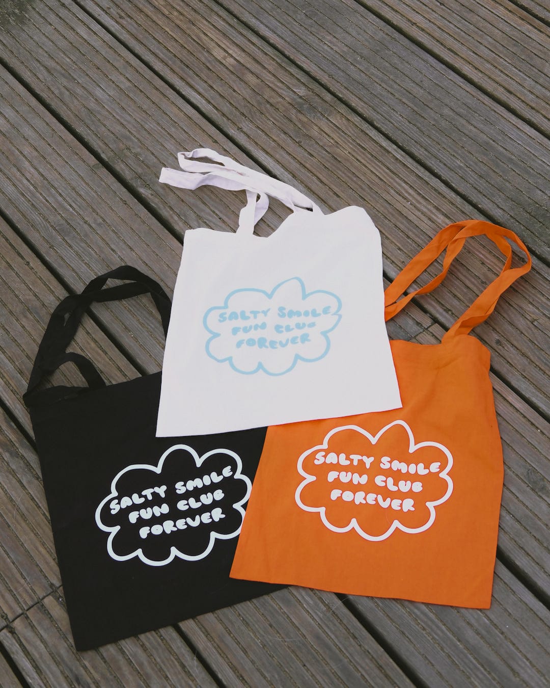 vetements surf salty smile Tote Bag Fun Club Noir marque eco responsable coton bio