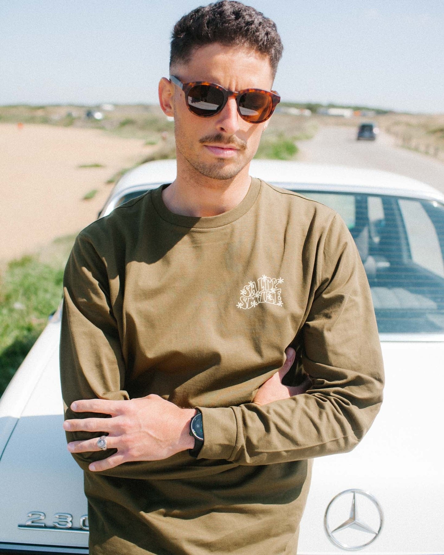 vetements surf salty smile FLOWER LONG SLEEVES KAKI marque eco responsable