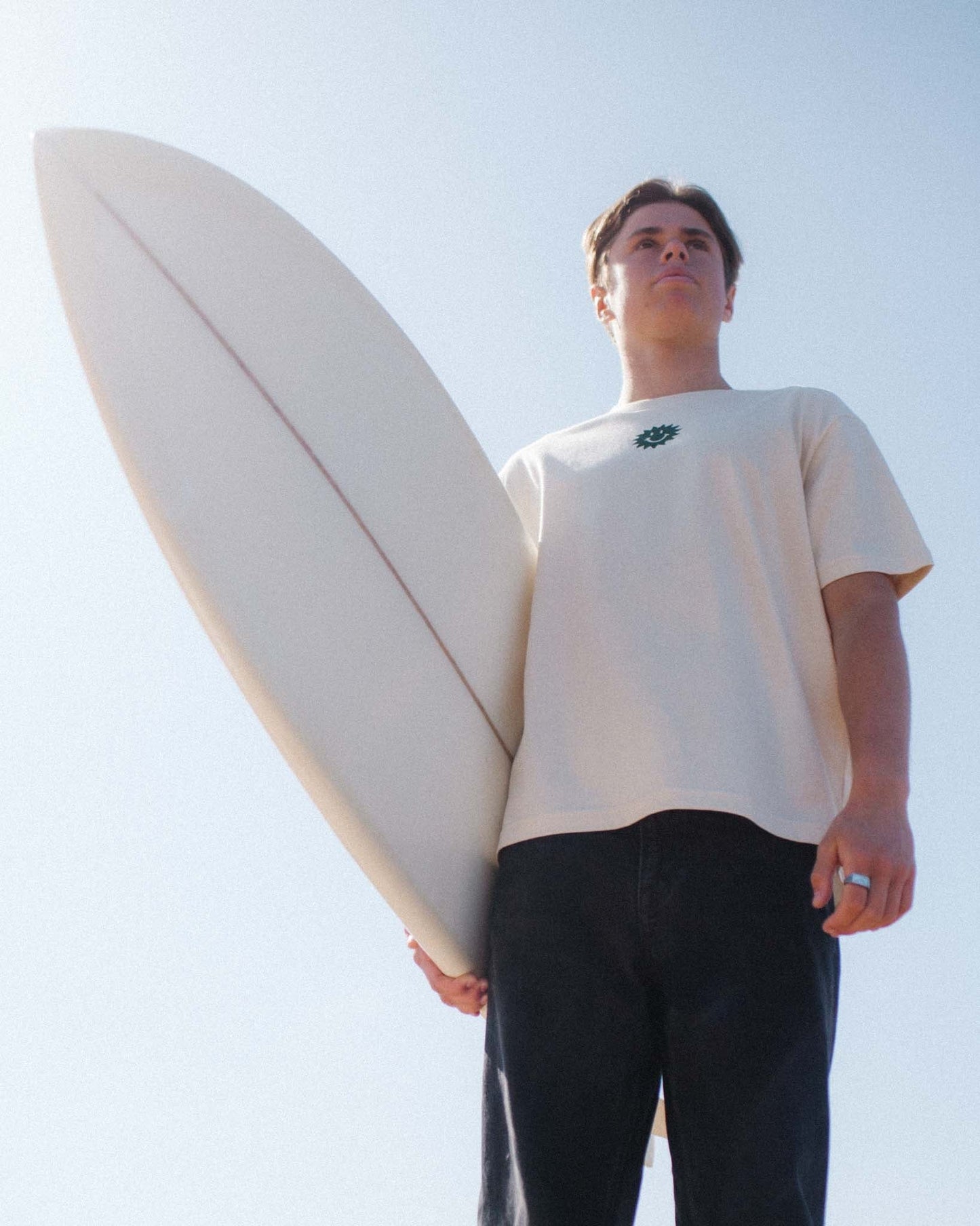 vetements surf salty smile SOLAR RETRO T SHIRT CRÈME marque eco responsable