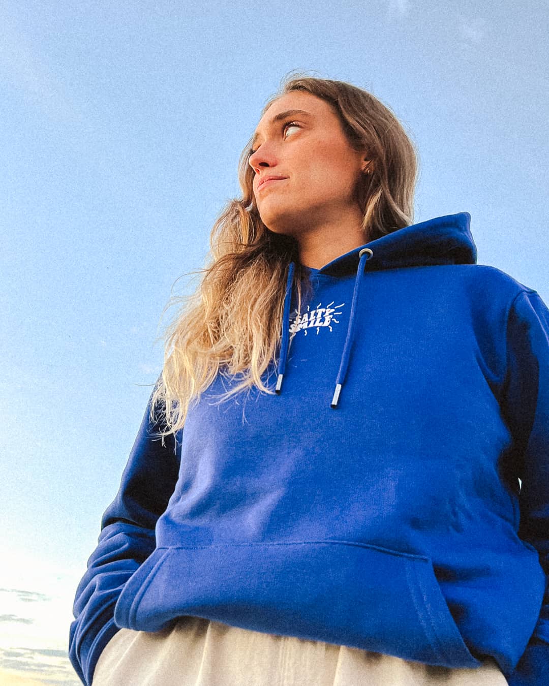 vetements surf salty smile SUMMER HOODIE BLEU marque eco responsable coton bio