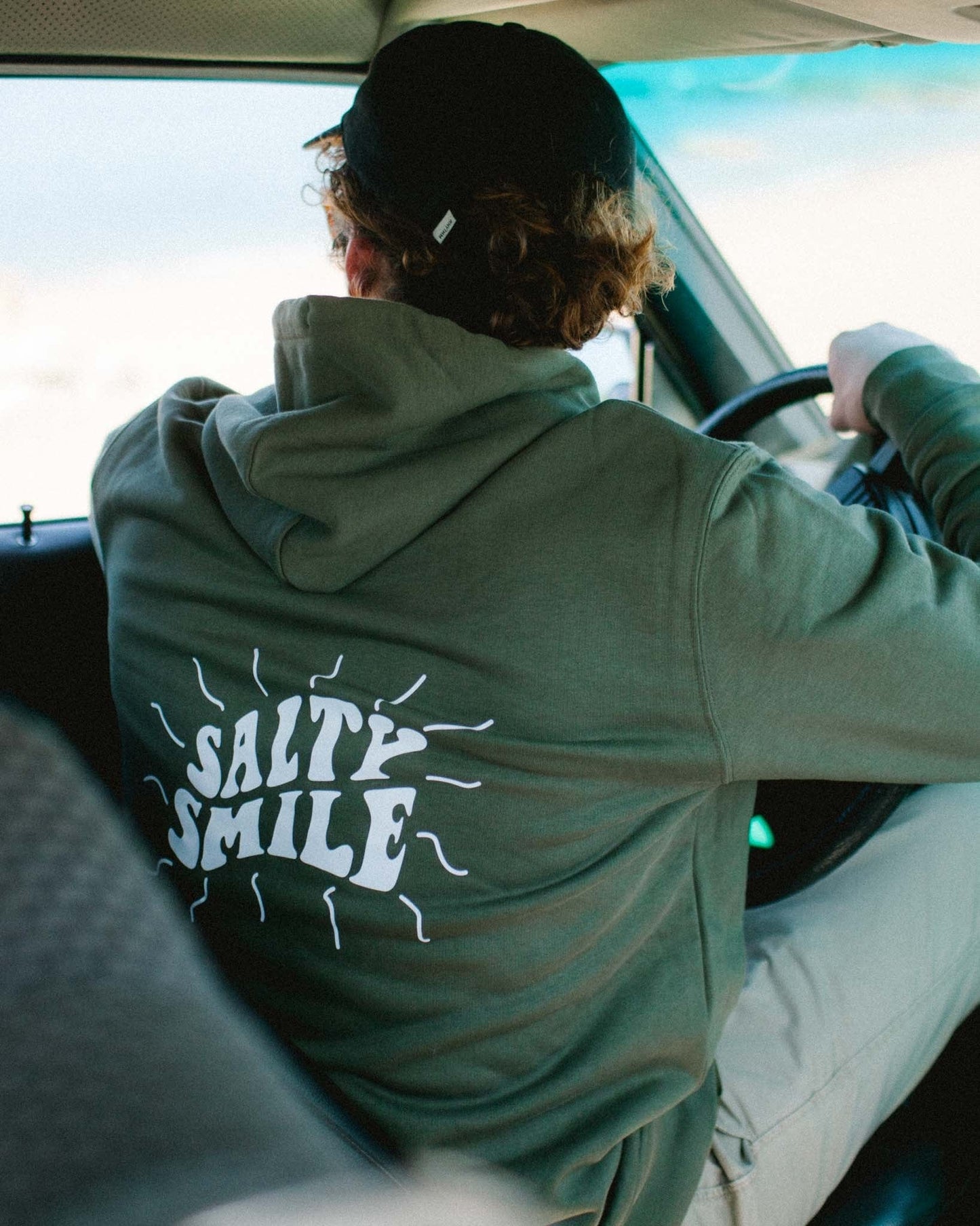 vetements surf salty smile SUMMER HOODIE KAKI marque eco responsable