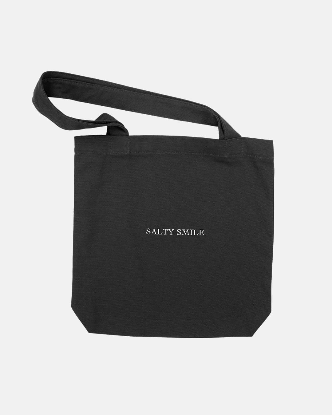 vetements surf salty smile Tote Bag Brodé Noir marque eco responsable coton bio