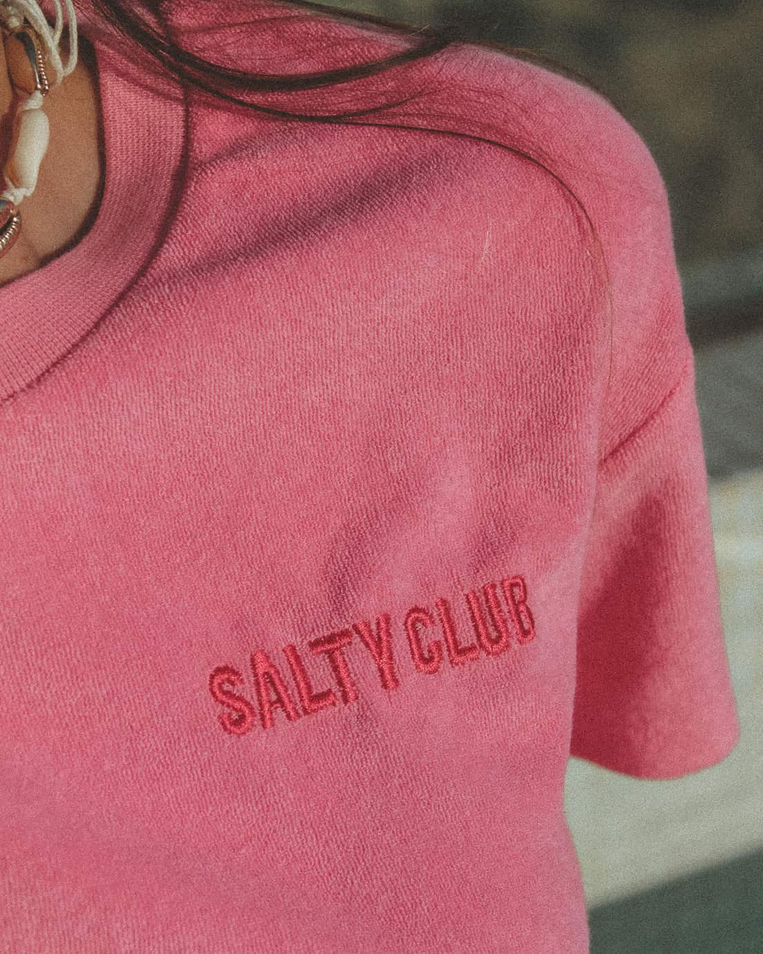 vetements surf salty smile SALTY CLUB ÉPONGE T SHIRT ROSE BONBON marque eco responsable coton bio