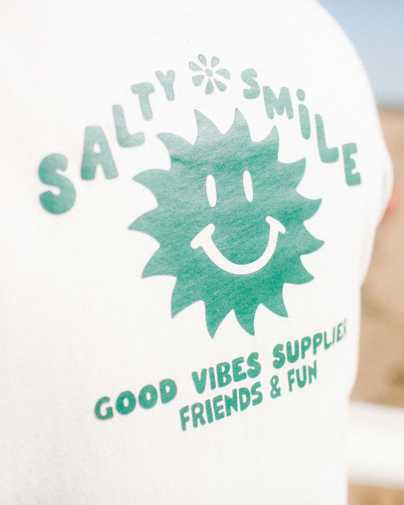 vetements surf salty smile SOLAR RETRO T SHIRT CRÈME marque eco responsable